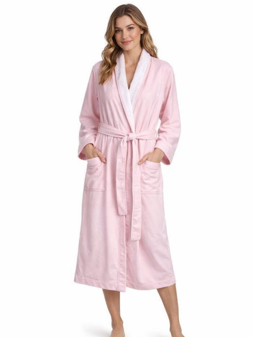 Plush Necessities Pink Robe Luxury Spa Loungewear Soft Size Medium